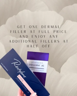 Get one dermal filler at full price and enjoy any additional filler at half off